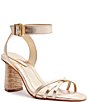 Color:Platino - Image 1 - Alexandra High Block Metallic Leather Ankle Strap Sandals