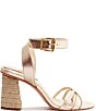 Color:Platino - Image 2 - Alexandra High Block Metallic Leather Ankle Strap Sandals