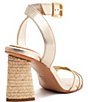 Color:Platino - Image 3 - Alexandra High Block Metallic Leather Ankle Strap Sandals