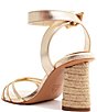Color:Platino - Image 5 - Alexandra High Block Metallic Leather Ankle Strap Sandals
