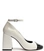 Color:White/Black - Image 2 - Dorothy Casual High Patent Leather Cap Toe Ankle Strap Pumps