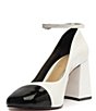 Color:White/Black - Image 5 - Dorothy Casual High Patent Leather Cap Toe Ankle Strap Pumps