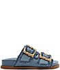 Color:Azul/Summer Jeans - Image 2 - Enola Sporty Casual Bamboo Buckle Denim Slides