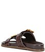 Color:Dark Chocolate - Image 3 - Enola Sporty Woven Leather Bamboo Buckle Detail Slide Sandals