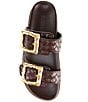 Color:Dark Chocolate - Image 5 - Enola Sporty Woven Leather Bamboo Buckle Detail Slide Sandals