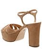 Color:Honey Beige - Image 3 - Keefa Suede Platform Ankle Strap Block Heel Sandals