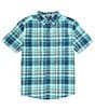 Color:Azule - Image 1 - Short-Sleeve Hosh Plaid Woven Shirt