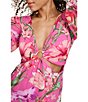 Color:Pink Multi - Image 4 - Floral V-Neck with O Ring Long Sleeve Maxi Dress