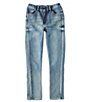 Color:Medium Wash - Image 1 - Big Boys 8-16 Cairo City Drawstring Waist Knit Denim Skinny Jeans