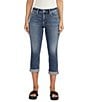 Color:Indigo - Image 1 - Elyse Mid Rise Luxe Stretch Rolled Cuff Capri Jeans