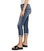 Color:Indigo - Image 3 - Elyse Mid Rise Luxe Stretch Rolled Cuff Capri Jeans