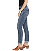 Color:Indigo - Image 3 - Mid Rise Cuffed Ankle Slim Jeans