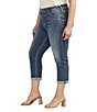 Color:Indigo - Image 3 - Plus Size Elyse Mid Rise Luxe Stretch Rolled Hem Capri Jeans