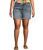 Color:Indigo - Image 1 - Plus Size Mid Rise Luxe Stretch Distressed Details Rolled Hem Boyfriend Shorts