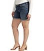 Color:Indigo - Image 3 - Plus Size Mid Rise Power Stretch Rolled Cuff Boyfriend Shorts
