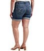 Color:Indigo - Image 2 - Plus Size Mid-Rise Relaxed-Fit Power Stretch Denim Shorts