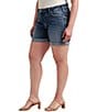 Color:Indigo - Image 3 - Plus Size Mid-Rise Relaxed-Fit Power Stretch Denim Shorts