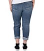 Color:Indigo - Image 2 - Plus Size Mid Rise Slim Leg Distressed Rolled Cuff Cropped Boyfriend Jean