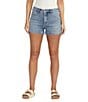 Color:Indigo - Image 1 - Sure Thing High Rise Mid Stretch Carpenter Shorts
