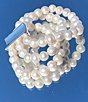 Color:Silver - Image 2 - Three Strand Freshwater Pearl Stretch Bracelet