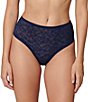 Color:Midnight - Image 1 - Thelma Decorative Sheer Lace High Waisted Retro Brief Panty