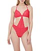 Color:Hot Pink - Image 1 - Smitten Sexy Eyelet Lace Unlined Teddy