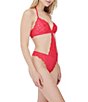 Color:Hot Pink - Image 3 - Smitten Sexy Eyelet Lace Unlined Teddy