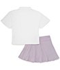 Color:White Pastel Lilac - Image 2 - Big Girls 5-12 Short Sleeve Sporty And Cool Top & Skort 2-Piece Set