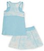 Color:Sky Blue White - Image 2 - Big Girls 5-12 Short Sleeve Tie Dye Tennis Tank & Skort 2-Piece Set