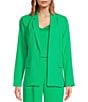 Color:Fresh Green - Image 1 - Notch Lapel Long Sleeve Flap Pocket Open Front Coordinating Blazer