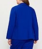 Color:Cobalt - Image 2 - Plus Size Notch Lapel Long Sleeve Open-Front Coordinating Blazer