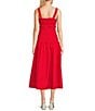 Color:Red - Image 2 - Smocked Square Neck Sleeveless Midi Dress