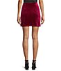 Color:Deep Cherry - Image 2 - Velvet High Waist Side Slit Mini Skirt