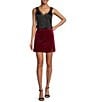 Color:Deep Cherry - Image 3 - Velvet High Waist Side Slit Mini Skirt