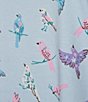 Color:Floral Birds - Image 4 - Floral Birds Print Short Sleeve Scoop Neck Coordinating Knit Sleep Top