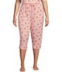 Color:Bees and Honey - Image 1 - Plus Size Knit Bees & Honey Drawstring Tie Coordinating Capri Sleep Pants