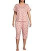Color:Bees and Honey - Image 3 - Plus Size Knit Bees & Honey Drawstring Tie Coordinating Capri Sleep Pants