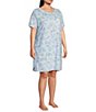 Color:Italy Toile - Image 3 - Plus Size Short Sleeve Crew Neck Vacation Toile Print Knit Nightgown