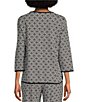 Color:Black/White Tile - Image 2 - Tile Print Scoop Neck 3/4 Sleeve Knit Coordinating Sleep Shirt