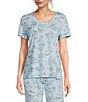 Color:Italy Toile - Image 1 - Vacation Toile Print Short Sleeve Scoop Neck Coordinating Sleep Top