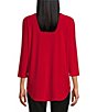 Color:Rich Red - Image 2 - Slim Factor by Investment 3/4 Sleeve Criss Cross Embellished Knit Top