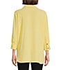 Color:Sunshine - Image 2 - Slim Factor by Investments 3/4 Sleeve Double Pocket Point Collar Button Front High-Low Hem Top