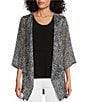 Color:Swirly Dots - Image 1 - Slim Factor by Investments Dotted Print 3/4 Sleeve Faux Cardigan Blouse
