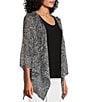 Color:Swirly Dots - Image 4 - Slim Factor by Investments Dotted Print 3/4 Sleeve Faux Cardigan Blouse