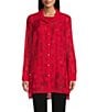 Color:Rich Red - Image 1 - Slim Factor by Investments Long Sleeve Point Collar Button Front Tunic