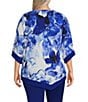 Color:Fading Floral - Image 2 - Slim Factor by Investments Plus Size Fading Floral Print 3/4 Sleeve Asymmetrical Hem Knit Top