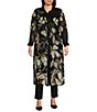Color:Organic Petal Placement - Image 1 - Slim Factor by Investments Plus Size Floral Placement Print Long Sleeve Point Collar Button Front Duster