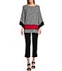 Color:Ombre Border - Image 3 - Slim Factor by Investments Round Neck 3/4 Angled Sleeve Blouse