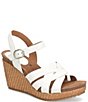 Color:White - Image 1 - Carlana Woven Leather Wedge Sandals
