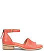 Color:Coral - Image 2 - Faxyn Leather Ankle Strap Sandals